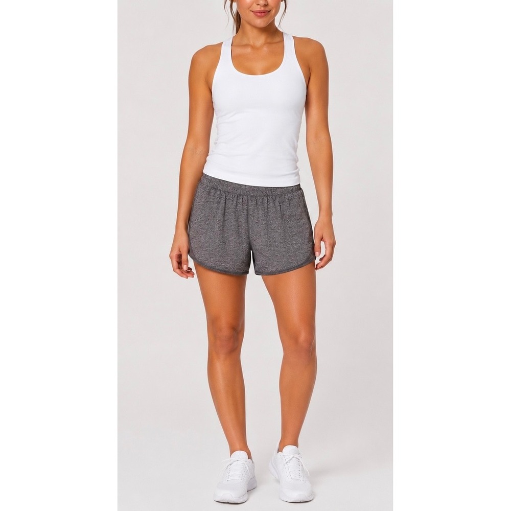 Lululemon Tracker Short V Heathered Grey Space Dye Athletic Running Shorts Sz 4